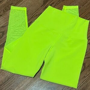 BEACH RIOT Ribbed Bright Neon Mesh Insert Leggings